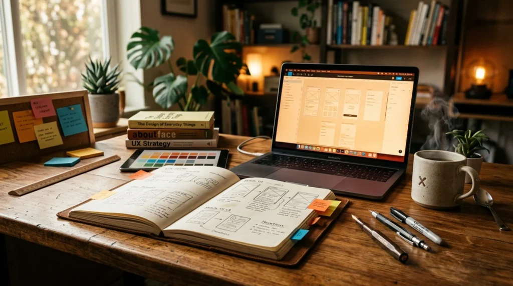 Developing a UX design led development on laptop